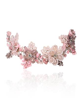 Pink lilac stones floral classic choker 3