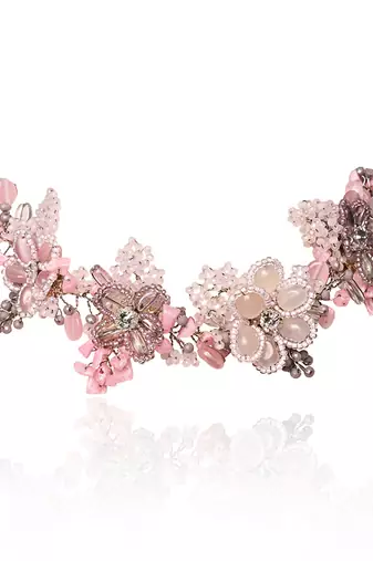 Pink lilac stones floral classic choker