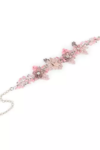Pink lilac stones floral classic choker