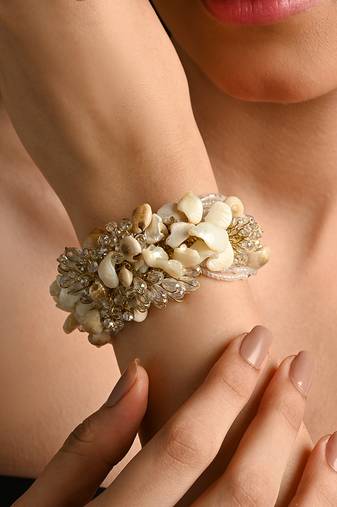 White floral long bracelet