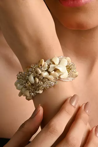 White floral long bracelet