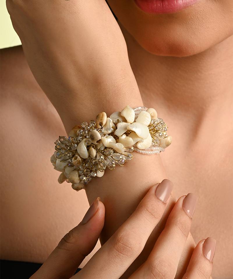 White floral long bracelet
