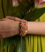 Rose pink green bangle bracelet