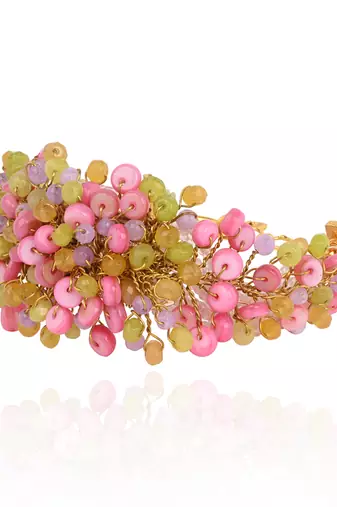 Rose pink green bangle bracelet