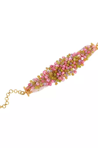 Rose pink green bangle bracelet