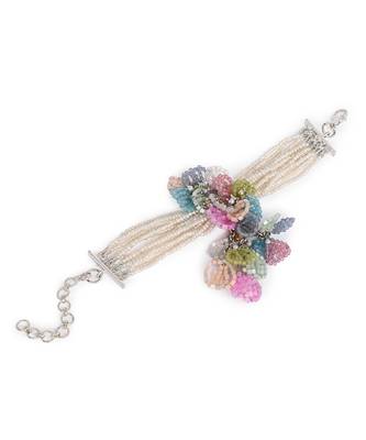 Multicolor floral white pearls pendant bracelet 4