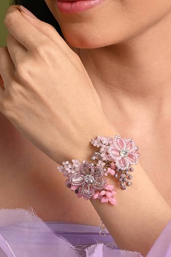Lilac and pink flower bracelet