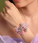 Lilac and pink flower bracelet