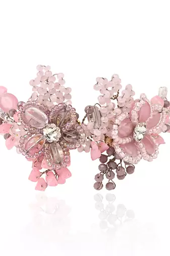 Lilac and pink flower bracelet