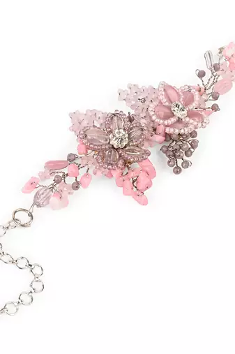 Lilac and pink flower bracelet