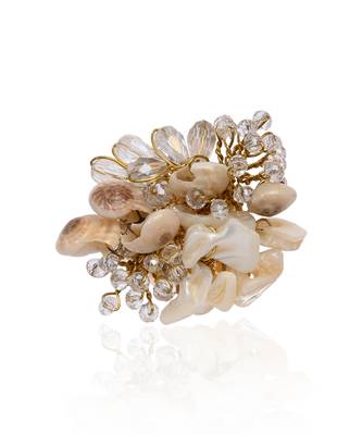Crystal round ivory shell ring 3