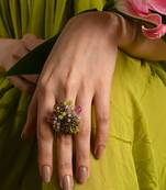 Multicolor stone adjustable ring