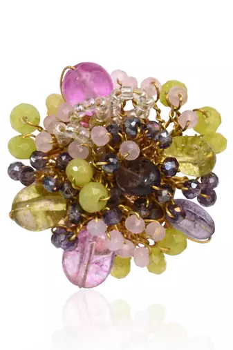 Multicolor stone adjustable ring