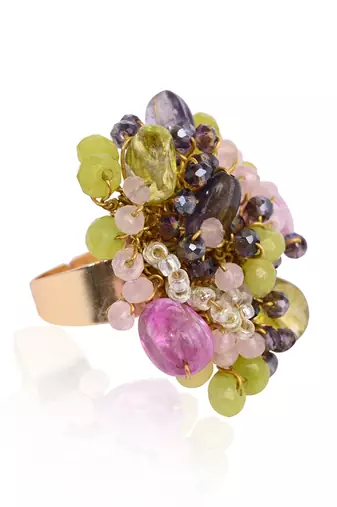 Multicolor stone adjustable ring