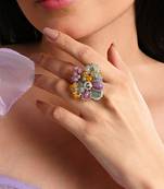 Multicolor lilac stone finger ring
