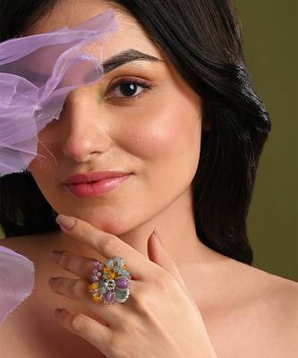 Multicolor lilac stone finger ring 2
