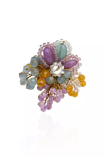 Multicolor lilac stone finger ring