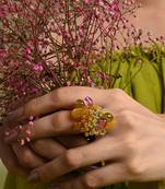 Multicolor stones adjustable ring