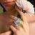 Multicolor floral crystal adjustable ring