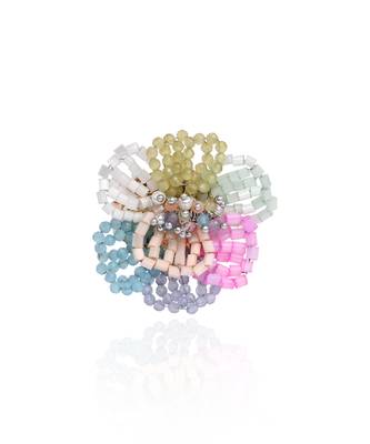 Multicolor floral crystal adjustable ring 3