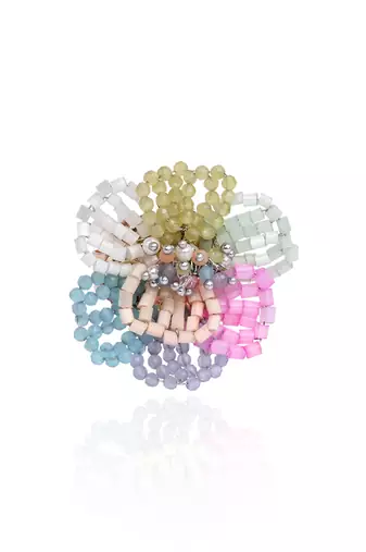 Multicolor floral crystal adjustable ring