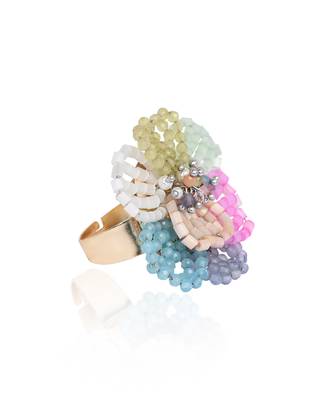 Multicolor floral crystal adjustable ring 4