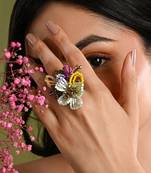 Multicolor crystal adjustable ring