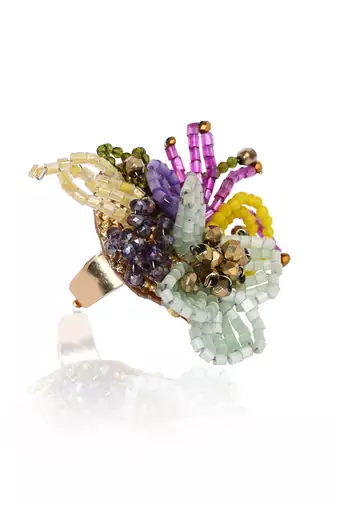 Multicolor crystal adjustable ring