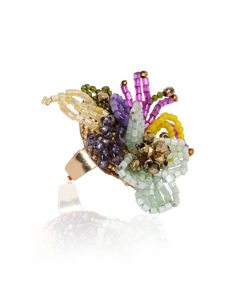 Multicolor crystal adjustable ring