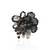 Jet black grey stone crytsal adjustable ring