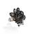 Jet black grey stone crytsal adjustable ring