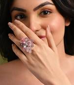 Pink lilac stones adjustable ring