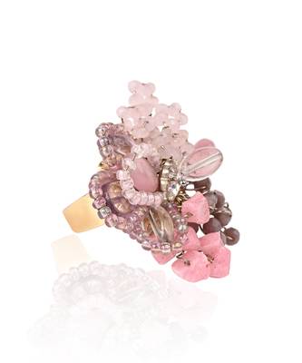 Pink lilac stones adjustable ring 4