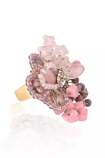 Pink lilac stones adjustable ring
