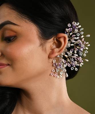 Crystal multicolor stones pastel earcuff 1