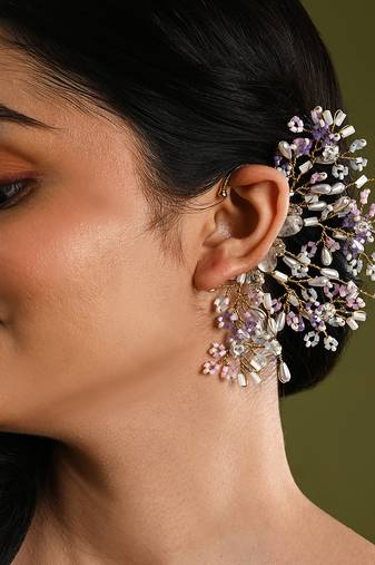 Crystal multicolor stones pastel earcuff