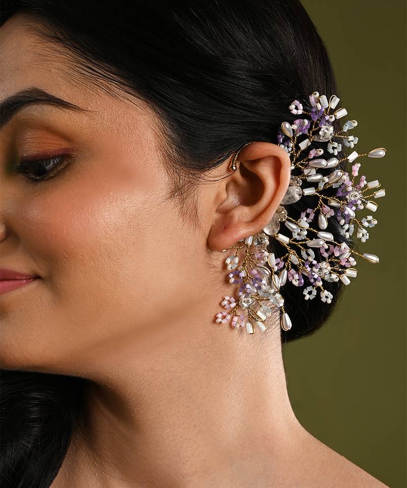 Crystal multicolor stones pastel earcuff
