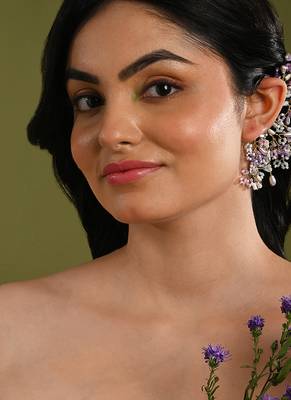 Crystal multicolor stones pastel earcuff 2