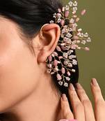 Baby pink stones gold plated earcuff
