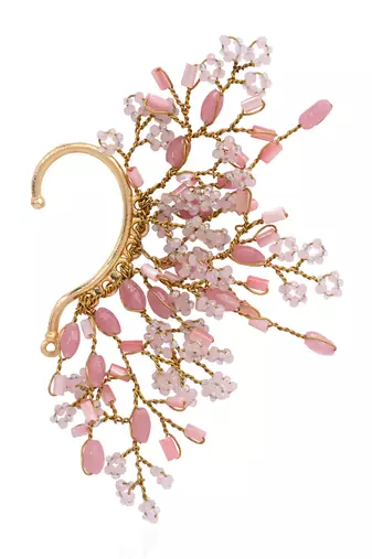 Baby pink stones gold plated earcuff