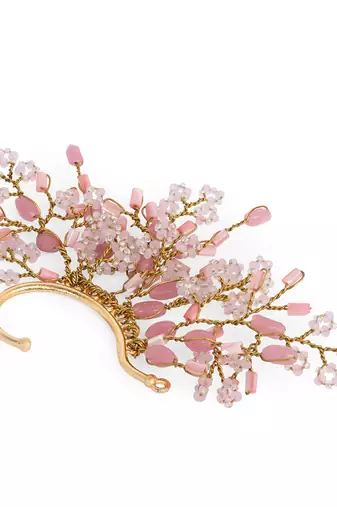 Baby pink stones gold plated earcuff
