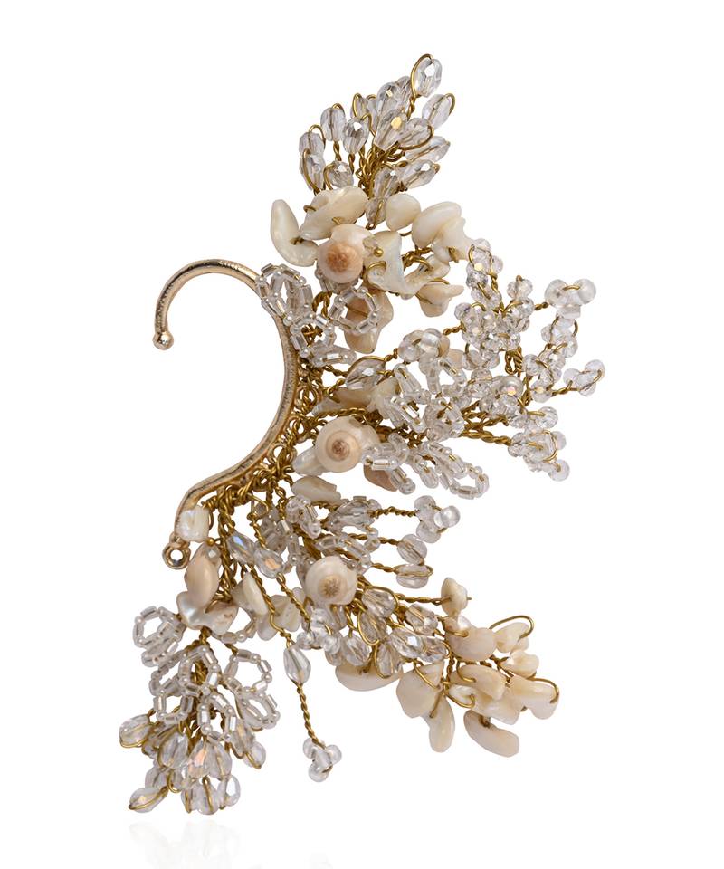 Crystal ivory shell earcuff