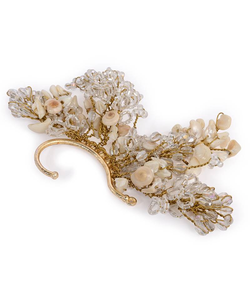 Crystal ivory shell earcuff