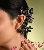 Black grey stones party earcuff