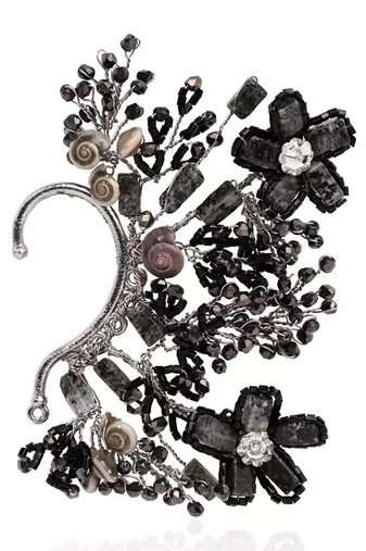 Black grey stones party earcuff