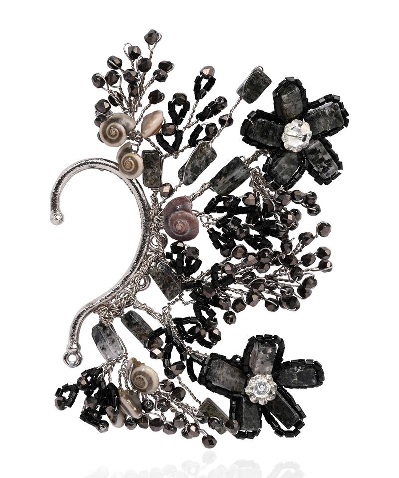 Black grey stones party earcuff