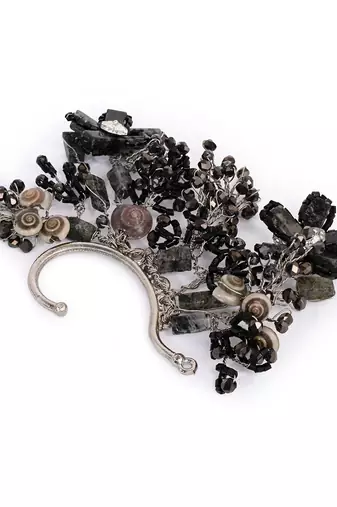 Black grey stones party earcuff