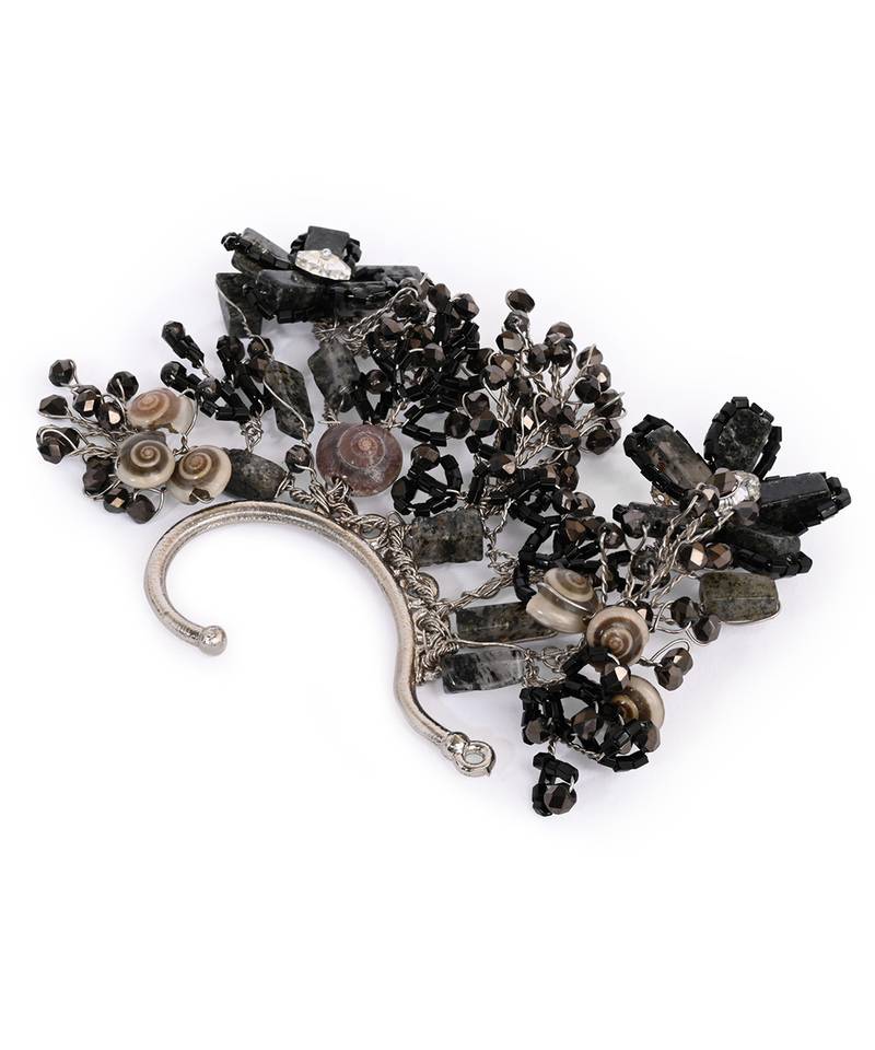 Black grey stones party earcuff