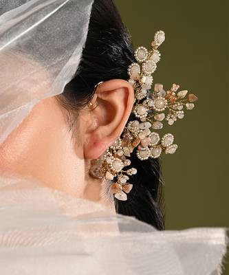 Gold plated peach earcuff 1