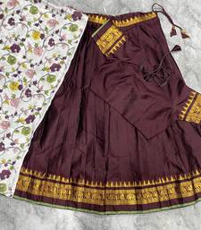 Brown Lehenga Choli Set with Floral Printed Dupatta and Contrast Zari Border Set